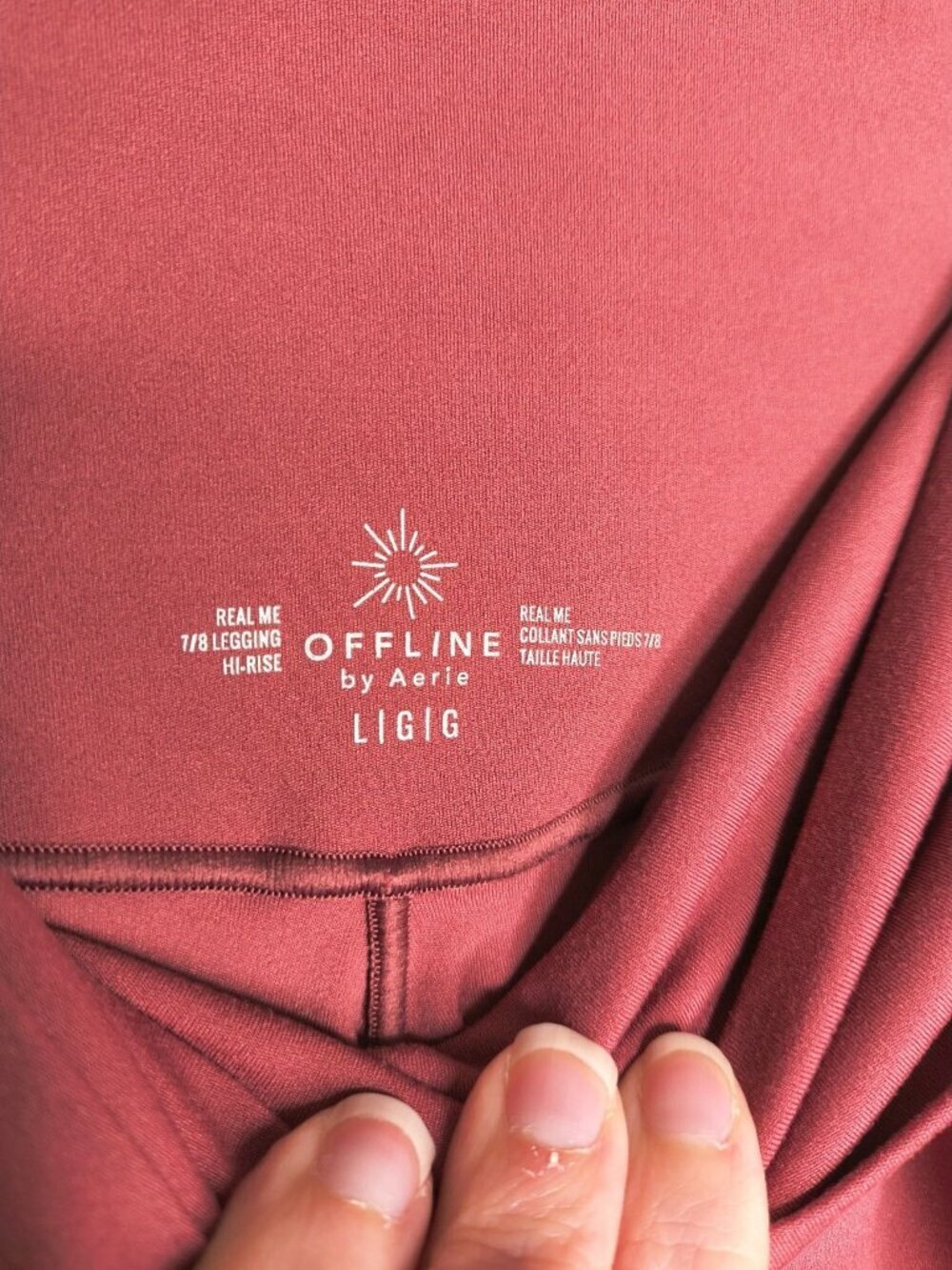 Offline By Aerie Crossover Real Me 7/8 High Rise Size Large Red Leggings - Picture 6 of 13